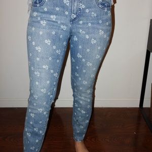 FREE PEOPLE Floral Denim Jeans